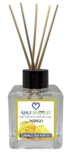 Aşk-ı Sermest Toptan Mango Aromalı Bambu Çubuklu Oda Kokusu Reed Diffuser Ortam Kokusu Parfüm, Küp Şişe, 120 mL, 5 Adet ürün görseli 1