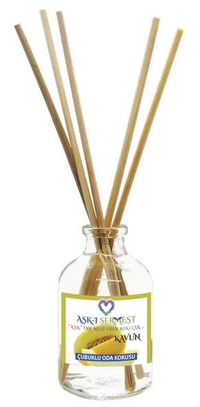Aşk-ı Sermest Toptan Kavun Aromalı Bambu Çubuklu Oda Kokusu Reed Diffuser Ortam Kokusu Parfüm, Oval Şişe, 50 mL, 10 Adet ürün görseli 1