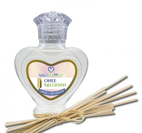Aşk-ı Sermest Toptan Onee Millionn Çiçek Aromalı Bambu Çubuklu Oda Kokusu Reed Diffuser Ortam Kokusu Parfüm, Kalp Şişe, 60 mL, 10 Adet ürün görseli 1