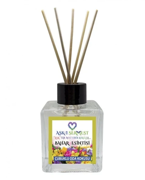 Aşk-ı Sermest Toptan Gül&Yasemin Aromalı Bambu Çubuklu Oda Kokusu Reed Diffuser Ortam Kokusu Parfüm,  Küp Şişe, 60 mL, 5 Adet ürün görseli 1