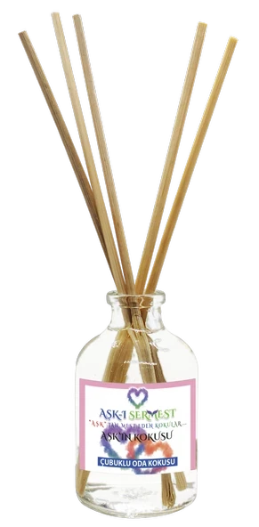 Aşk-ı Sermest Toptan Aşkın Kokusu Çiçek Aromalı Bambu Çubuklu Oda Kokusu Reed Diffuser Ortam Kokusu Parfüm, Oval Şişe, 50 mL, 10 Adet ürün görseli 1
