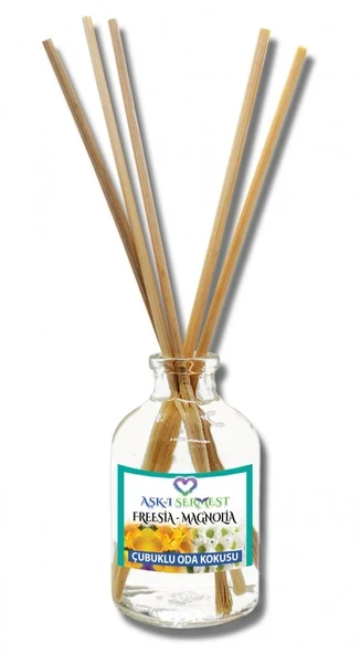 Aşk-ı Sermest Toptan Freesia&Magnolia Aromalı Bambu Çubuklu Oda Kokusu Reed Diffuser Ortam Kokusu Parfüm, Oval Şişe, 100 mL, 3 Adet ürün görseli 1