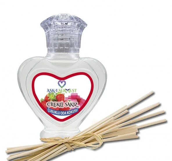Aşk-ı Sermest Toptan Çikolata&Sakız Aromalı Bambu Çubuklu Oda Kokusu Reed Diffuser Ortam Kokusu Parfüm, Kalp Şişe, 60 mL, 5 Adet ürün görseli 1