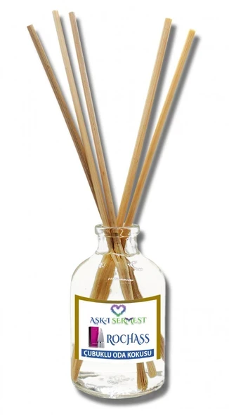 Aşk-ı Sermest Toptan Rochass Çiçek Aromalı Bambu Çubuklu Oda Kokusu Reed Diffuser Ortam Kokusu Parfüm, Oval Şişe, 100 mL, 10 Adet ürün görseli 1