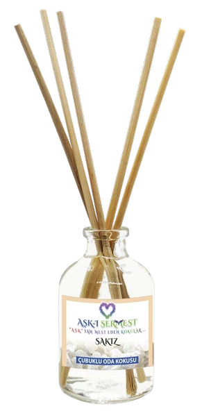 Aşk-ı Sermest Toptan Sakız Aromalı Bambu Çubuklu Oda Kokusu Reed Diffuser Ortam Kokusu Parfüm, Oval Şişe, 50 mL, 10 Adet ürün görseli 1