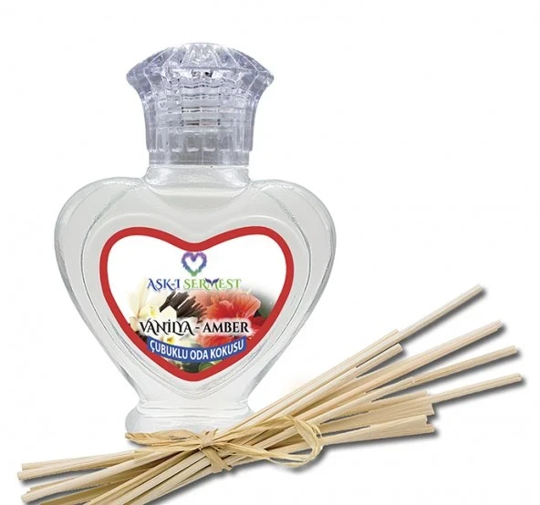 Aşk-ı Sermest Toptan Gül&Yasemin Aromalı Bambu Çubuklu Oda Kokusu Reed Diffuser Ortam Kokusu Parfüm, Kalp Şişe, 60 mL, 10 Adet ürün görseli 1