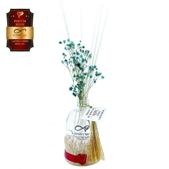 Aşk-ı Sermest Toptan Ölümsüz Aşk Parfüm Serisi Lacostee Redd Kokulu 10 x 100 ml Oval Şişe Bambu Çubuklu Ortam Kokusu Reed Diffuser Oda Kokusu ürün görseli 1
