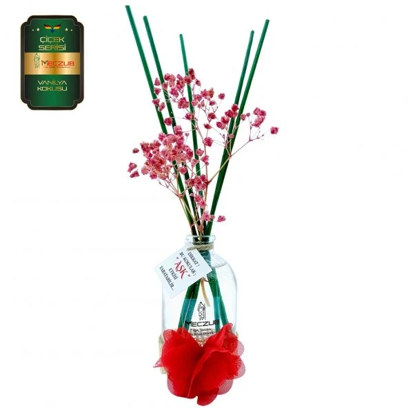 Aşk-ı Sermest Toptan Meczub Çiçek Serisi Vanilya Kokulu 10 x 100 ml Oval Şişe Bambu Çubuklu Ortam Kokusu Reed Diffuser Oda Kokusu ürün görseli 1