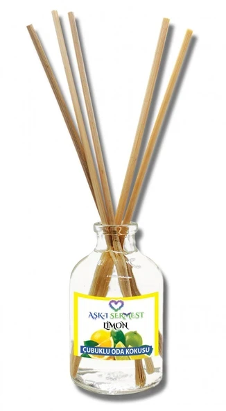 Aşk-ı Sermest Toptan Limon Aromalı Bambu Çubuklu Oda Kokusu Reed Diffuser Ortam Kokusu Parfüm, Oval Şişe, 50 mL , 5 Adet ürün görseli 1