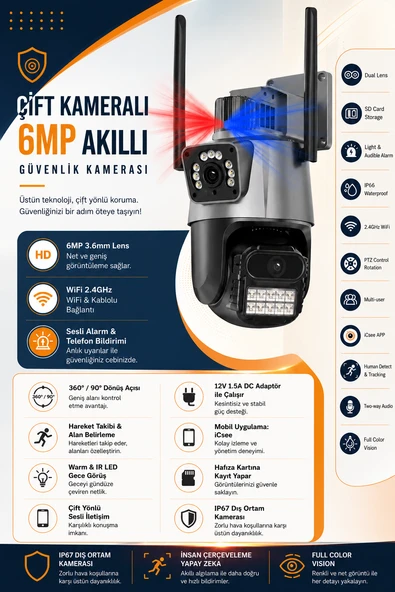 Wifi 2 Kameralı Güvenlik Kamerası ürün görseli 1