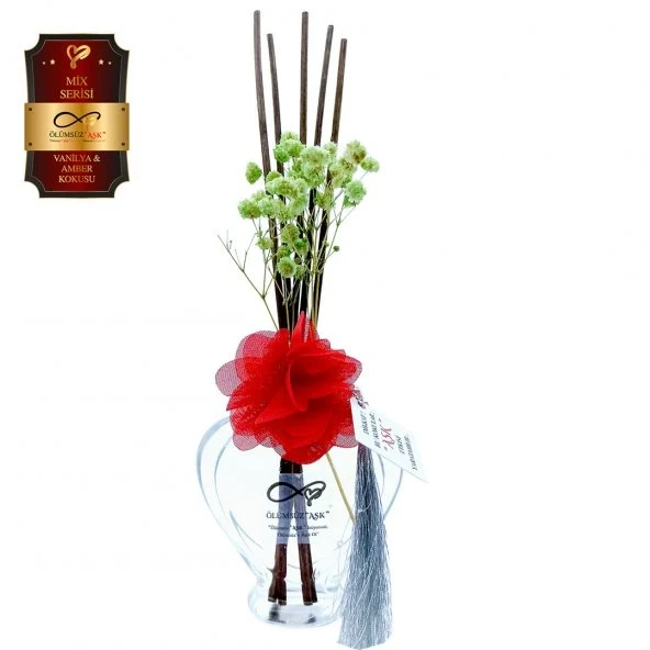 Aşk-ı Sermest Toptan Ölümsüz Aşk Mix Serisi Vanilya & Amber Kokulu 5 x 60 ml Kalp Şişe Bambu Çubuklu Ortam Kokusu Reed Diffuser Oda Kokusu ürün görseli 1