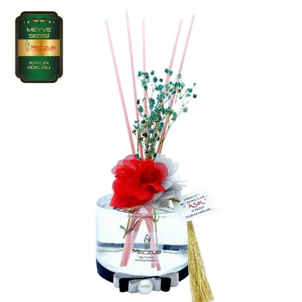 Aşk-ı Sermest Toptan Meczub Meyve Serisi Kavun Kokulu 5 x 200 ml Silindir Şişe Bambu Çubuklu Ortam Kokusu Reed Diffuser Oda Kokusu ürün görseli 1