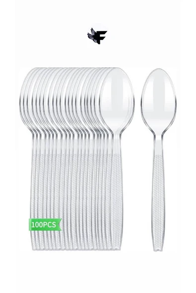 Lüks Plastik Sert Kaşık 100 Lü Paket - Resim 6