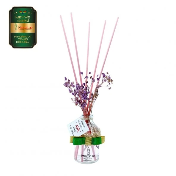 Aşk-ı Sermest Toptan Meczub Meyve Serisi Hindistan Cevizi Kokulu 10 x 50 ml Oval Şişe Bambu Çubuklu Ortam Kokusu Reed Diffuser Oda Kokusu ürün görseli 1