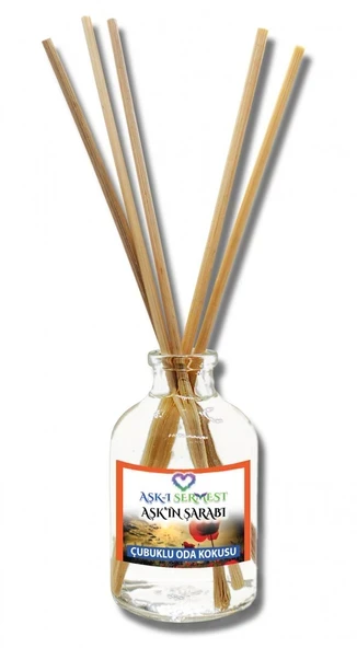 Aşk-ı Sermest Toptan Aşkın Şarabı Çiçek Aromalı Bambu Çubuklu Oda Kokusu Reed Diffuser Ortam Kokusu Parfüm, Oval Şişe, 50 mL , 5 Adet ürün görseli 1