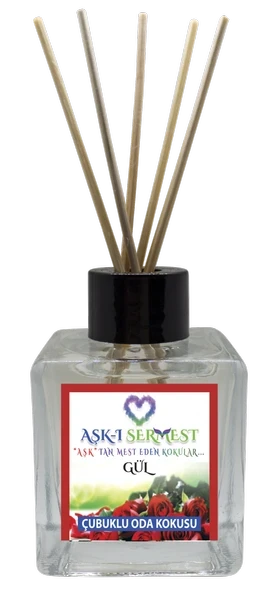 Aşk-ı Sermest Toptan Gül Aromalı Bambu Çubuklu Oda Kokusu Reed Diffuser Ortam Kokusu Parfüm, Küp Şişe, 120 mL, 10 Adet ürün görseli 1
