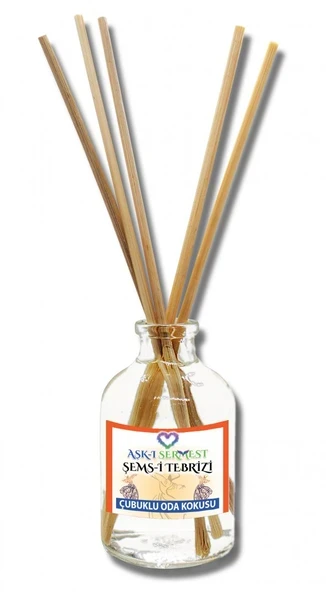 Aşk-ı Sermest Toptan Şems-i Tebrizi Çiçek Aromalı Bambu Çubuklu Oda Kokusu Reed Diffuser Ortam Kokusu Parfüm, Oval Şişe, 100 mL, 10 Ad ürün görseli 1