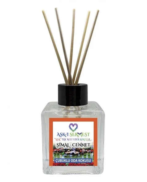 Aşk-ı Sermest Toptan Şimal Cennet Çiçek Aromalı Bambu Çubuklu Oda Kokusu Reed Diffuser Ortam Kokusu Parfüm,  Küp Şişe,  200 mL, 10 Ad ürün görseli 1