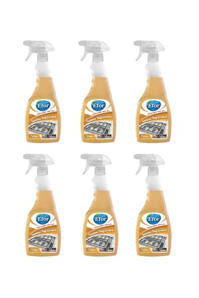 Yanmış Yağ Çözücü 750 ml 6’lı | Mutfak Ocak Fırın Davlumbaz Yağ Temizleyici Sprey ürün görseli 1