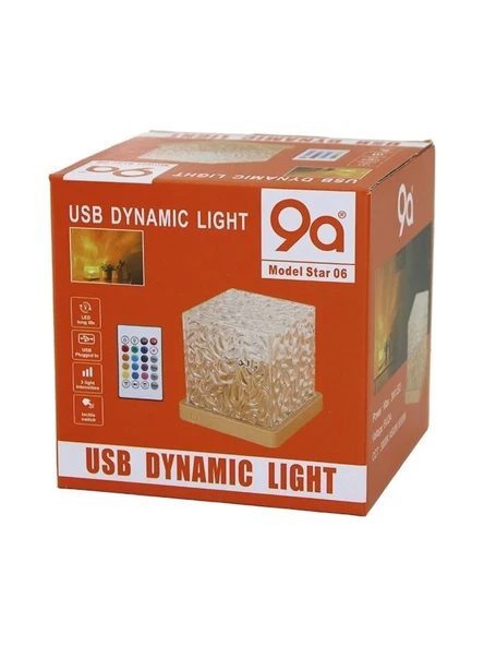 USB KUMANDALI RGB SU DESENLİ MİKA KRİSTAL PLASTİK GECE LAMBASI 9.5X9.5CMX11.5CM (5264) ürün görseli 1