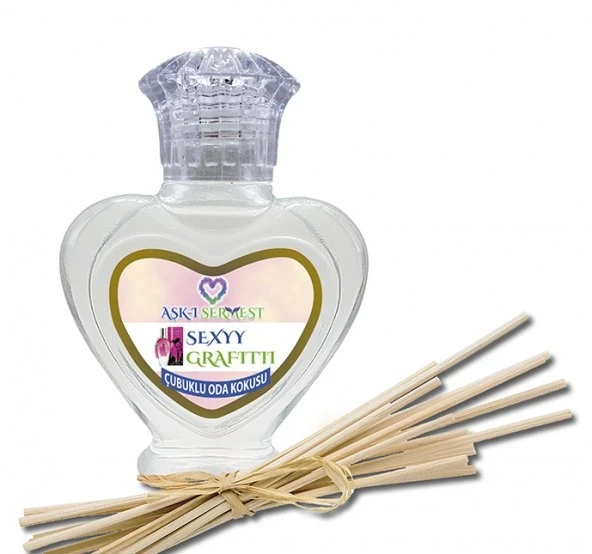 Aşk-ı Sermest Toptan Sexyy Grafitti Çiçek Aromalı Bambu Çubuklu Oda Kokusu Reed Diffuser Ortam Kokusu Parfüm, Kalp Şişe, 60 mL, 10 Ad ürün görseli 1