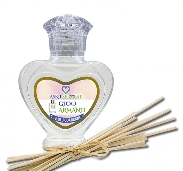 Aşk-ı Sermest Toptan Gioo Armantii Çiçek Aromalı Bambu Çubuklu Oda Kokusu Reed Diffuser Ortam Kokusu Parfüm, Kalp Şişe, 60 mL, 5 Adet ürün görseli 1