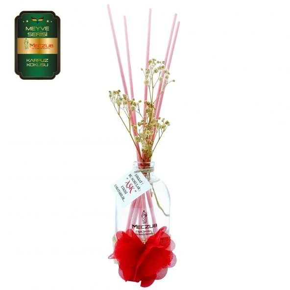Aşk-ı Sermest Toptan Meczub Meyve Serisi Karpuz Kokulu 10 x 100 ml Oval Şişe Bambu Çubuklu Ortam Kokusu Reed Diffuser Oda Kokusu ürün görseli 1