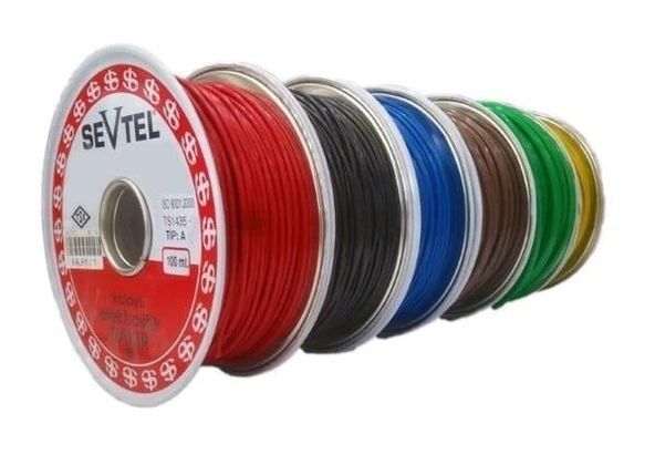 SEVTEL 1,5 MM TESİSAT KABLOSU (KALAYLI) SİYAH 100 METRE(1 TOP) ürün görseli 1