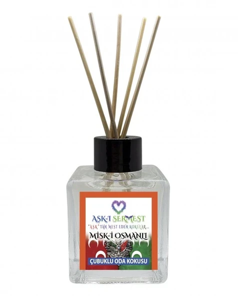 Aşk-ı Sermest Toptan Misk-i Osmanlı Çiçek Aromalı Bambu Çubuklu Oda Kokusu Reed Diffuser Ortam Kokusu Parfüm,  Küp Şişe,  200 mL, 3 Ad ürün görseli 1