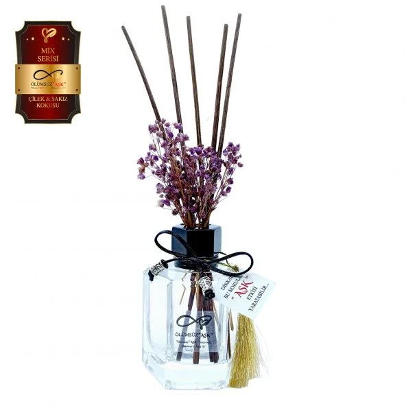 Aşk-ı Sermest Toptan Ölümsüz Aşk Mix Serisi Çilek & Sakız Kokulu 120 ml Köşeli Şişe Bambu Çubuklu Ortam Kokusu Reed Diffuser Oda Kokusu ürün görseli 1