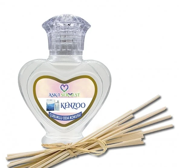 Aşk-ı Sermest Toptan Kenzoo Çiçek Aromalı Bambu Çubuklu Oda Kokusu Reed Diffuser Ortam Kokusu Parfüm, Kalp Şişe, 60 mL, 10 Adet ürün görseli 1