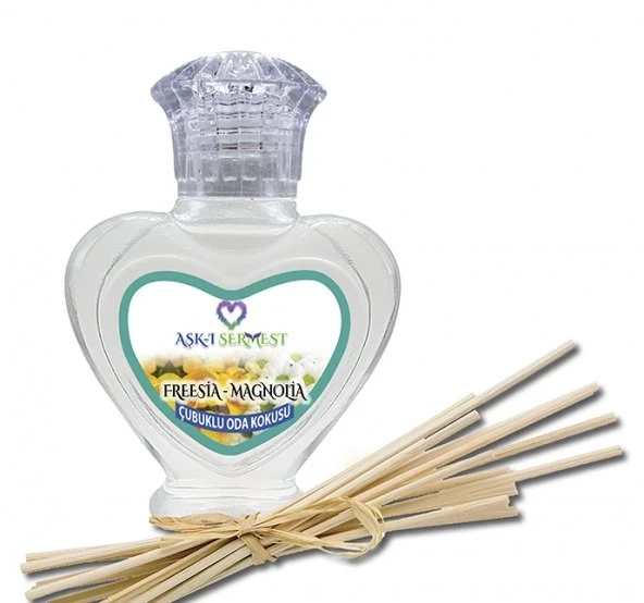Aşk-ı Sermest Toptan Tutti Frutti Aromalı Bambu Çubuklu Oda Kokusu Reed Diffuser Ortam Kokusu Parfüm, Kalp Şişe, 60 mL, 5 Adet ürün görseli 1