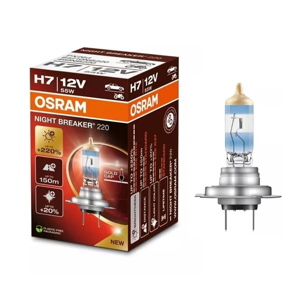 OSRAM 12V H7 AMPUL 55W +%220 FAZLA IŞIK NIGHT BREAKER 1 ADET ürün görseli 1