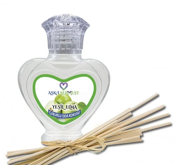Aşk-ı Sermest Toptan Tarçın Aromalı Bambu Çubuklu Oda Kokusu Reed Diffuser Ortam Kokusu Parfüm, Kalp Şişe, 60 mL, 10 Adet ürün görseli 1
