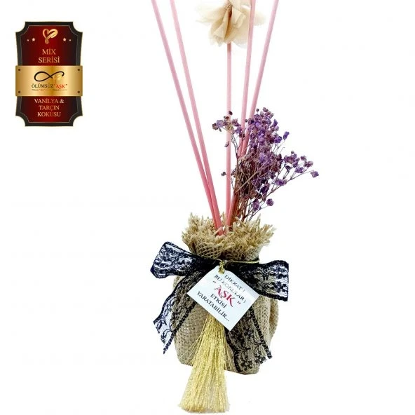 Aşk-ı Sermest Toptan Ölümsüz "Aşk" Hasır Serisi Vanilya & Tarçın Kokulu 60 ml küp Şişe Bambu Çubuklu Ortam Kokusu Reed Diffuser Oda Kokusu 3 Adet ürün görseli 1