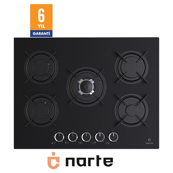 Narte CG20070B - 70 cm , 5 Gözlü , Cam Ankastre Ocak , 6yıl Garantili ürün görseli 1