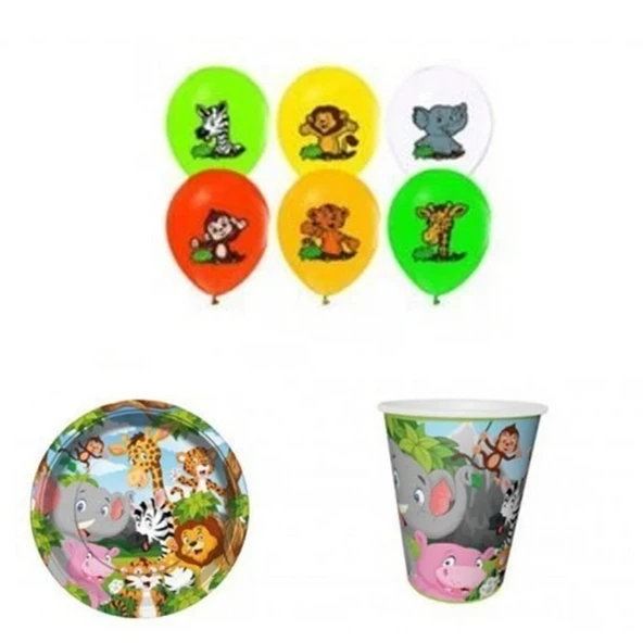 Safari Tabak Bardak Ve Balon 8 Kişilik Set ürün görseli 1