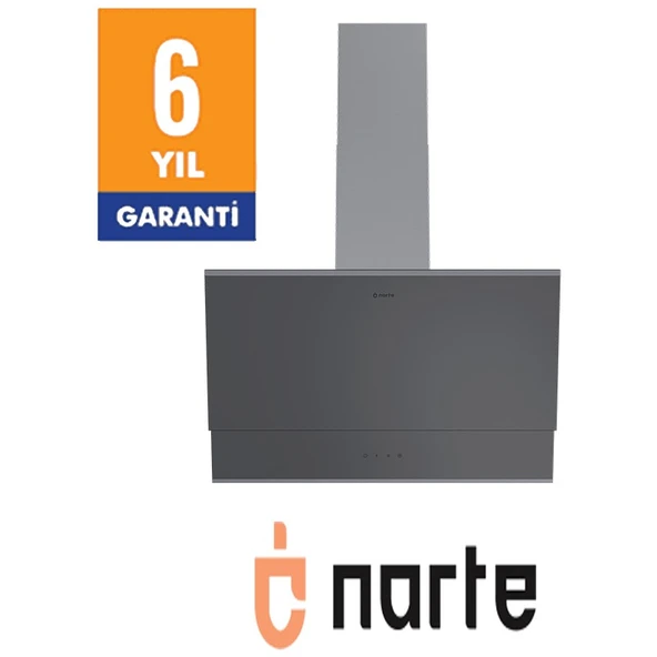 NARTE-H10060S 60CM Gri Cam Inox Cıtalı Çift Camlı Eğimli Davlumbaz-6 Yıl Garantili ürün görseli 1