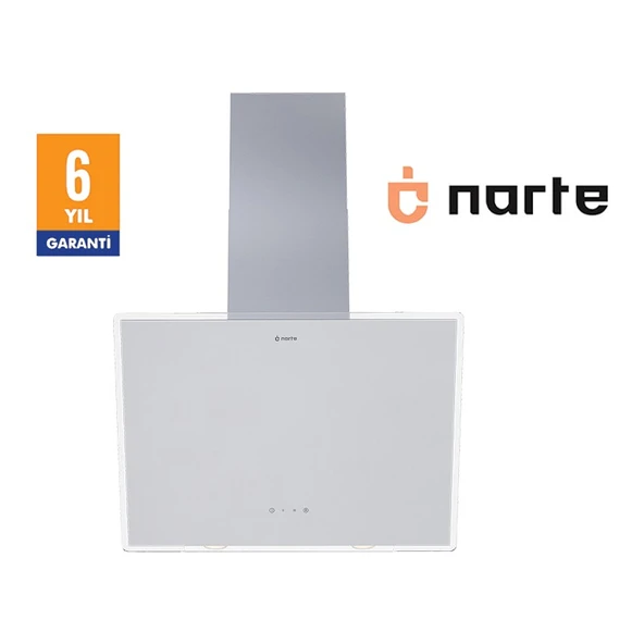 NARTE-H20160W 60CM Beyaz Cam Eğimli Davlumbaz - 6 Yıl Garantili ürün görseli 1
