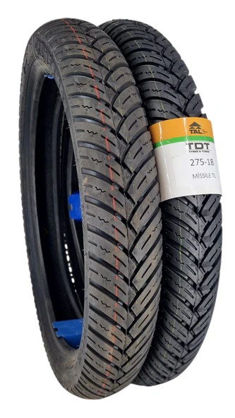 TDT TYRES 90/90-18 ve 275-18 (TUBELESS - DUBLEKS) Missile Lastik Takımı ürün görseli 1