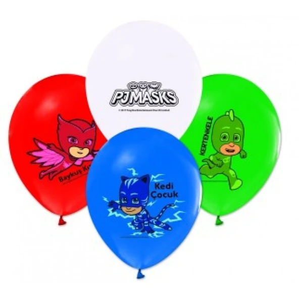 Balon Baskılı Lisanslı 12 inç 4+1 Pjmaskeliler Pj Mask 10'li ürün görseli 1