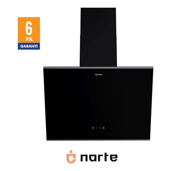 Narte -H20060BX 60 cm Siyah  Cam Inox Çıtalı Eğimli Davlumbaz - 6 Yıl Garantili ürün görseli 1
