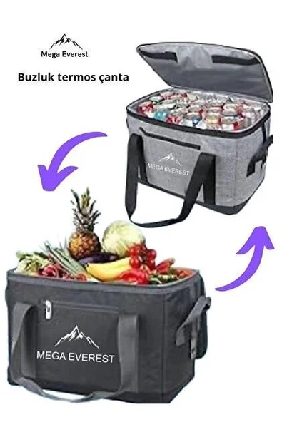 Mega Everest 40 Litre Termos Çanta Buzluk Soğutucu Çanta Piknik Çantası Siyah ürün görseli 1