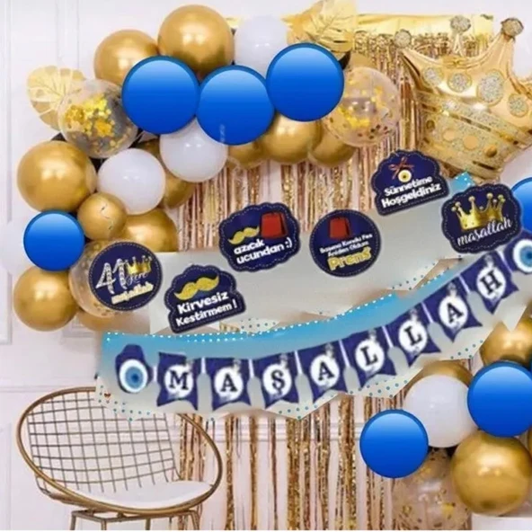 Sünnet Süsleme Balon Zinciri Seti Sünnet Süsleme Seti Standlı Lüks ürün görseli 1