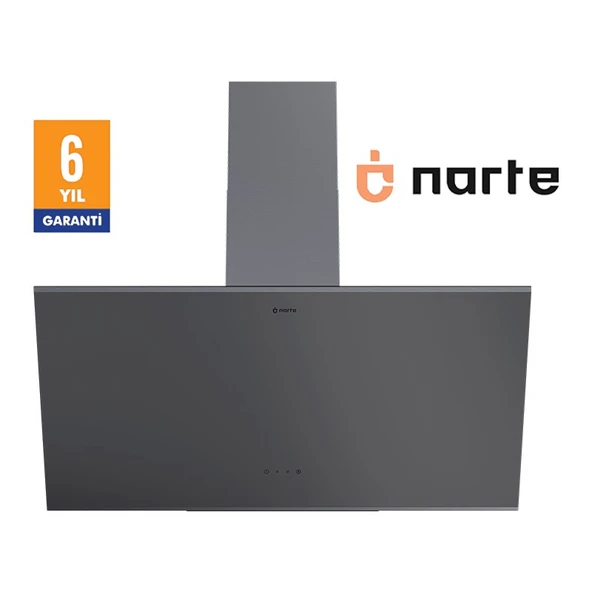 Narte -H20090SX 90 cm Gri Cam Inox Çıtalı Eğimli Davlumbaz - 6 Yıl Garantili ürün görseli 1