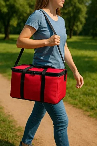 Mega Everest 40 Litre Termos Çanta Buzluk Soğutucu Çanta Piknik Çantası Kırmızı ürün görseli 1