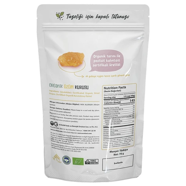 OG Natural Organik Üzüm Kurusu 70 Gr ürün görseli 1