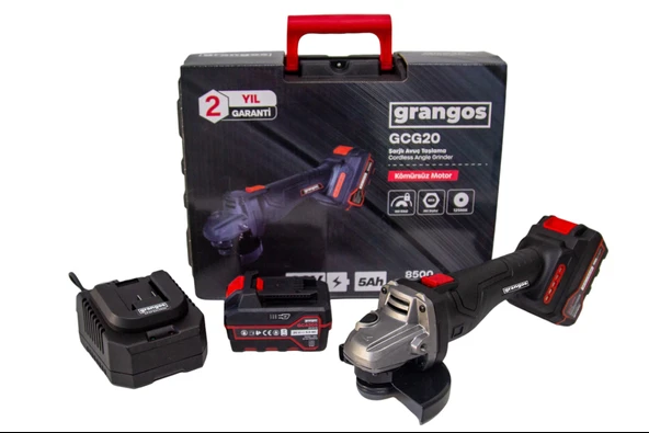 Grangos GCG20-F2 20V 5Ah Çift Akülü Kömürsüz Avuç Taşlama 125mm 8500 Devir Çantalı ürün görseli 1