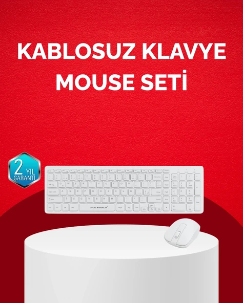 Tam Boy Kablosuz Klavye Mouse Seti - Gelişmiş Bağlantı Ve Sessiz Performans ürün görseli 1