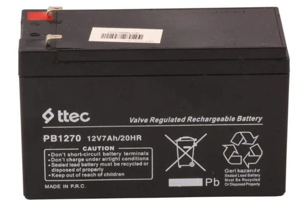 TTEC 12V 7 AH Kuru Bakımsız Akü ürün görseli 1